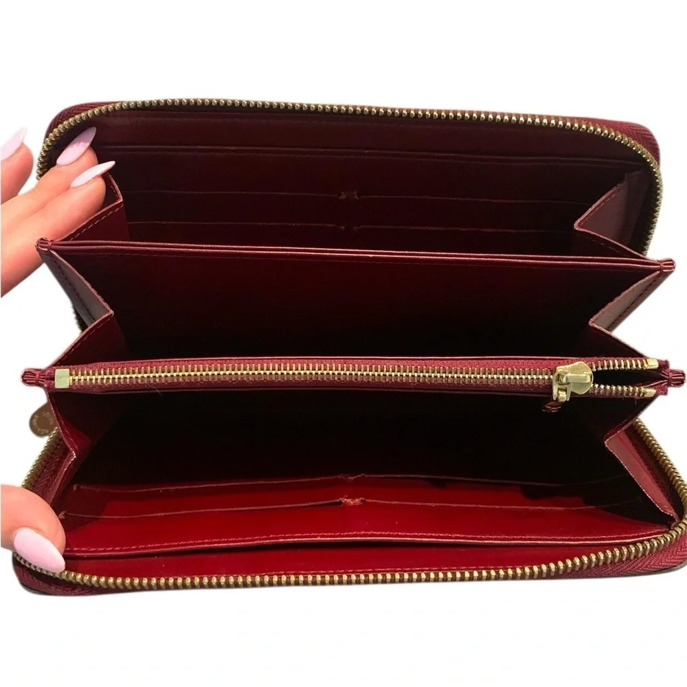 Louis Vuitton Rouge Fauviste Monogram Vernis Leather Zippy Wallet burgundy